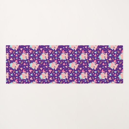 Cute Cupid Pig Whit Heart Patroon Yogamat (Achterkant (horizontaal))