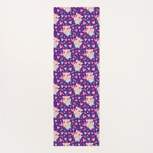 Cute Cupid Pig Whit Heart Patroon Yogamat (Achterkant)