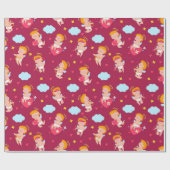 Cute Cupid Valentijns Patroon Cadeaupapier (Vlak)