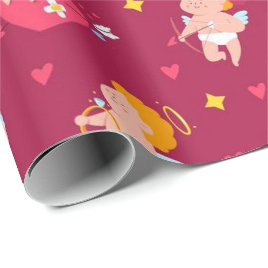 Cute Cupid Valentijns Patroon Cadeaupapier (Rol Hoek)