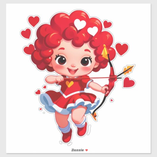 Cute Cupid With Bow And Arrow Sticker (Vel)