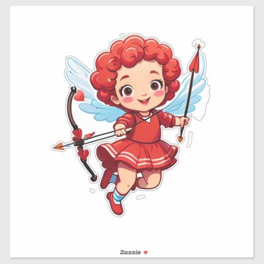Cute Cupid With Bow And Arrow Sticker (Vel)