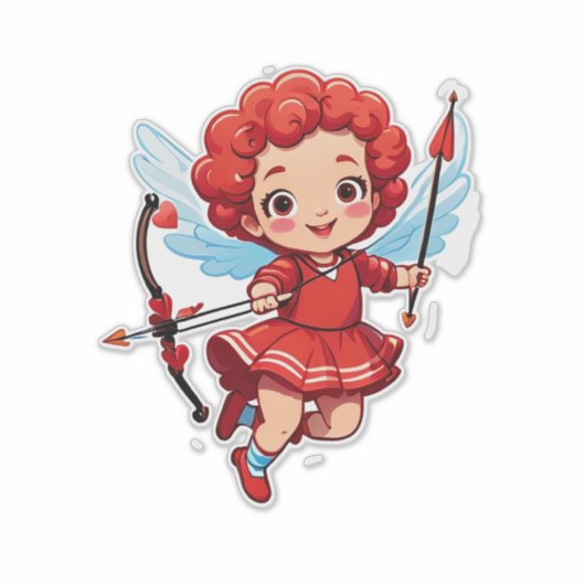 Cute Cupid With Bow And Arrow Sticker (Voorkant)