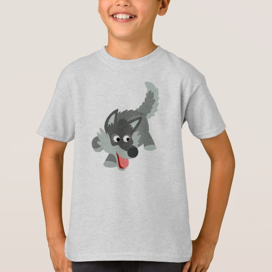 Cute curieuze Cartoon Wolf Children T-Shirt (Voorkant)