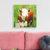 Cute curieuze Koe 4Carrie Canvas Afdruk (Insitu (Woonkamer))