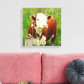 Cute curieuze Koe 4Carrie Canvas Afdruk (Insitu (Woonkamer))