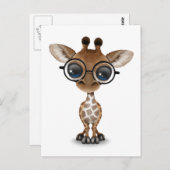 Cute Curious Baby Giraffe Wearing Glasses Briefkaart (Voorkant / Achterkant)