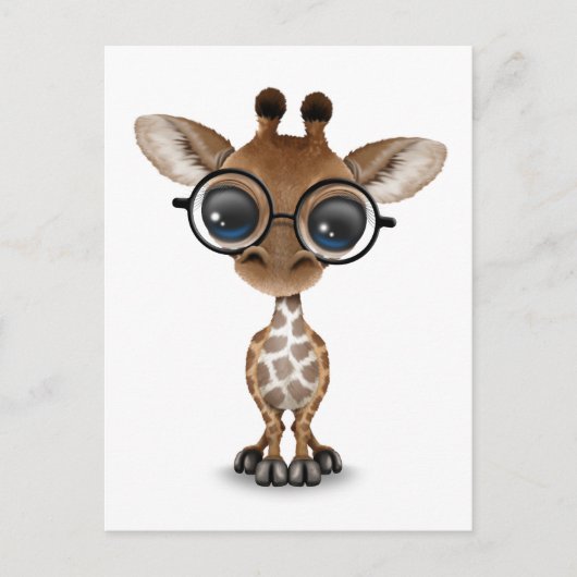 Cute Curious Baby Giraffe Wearing Glasses Briefkaart (Voorkant)