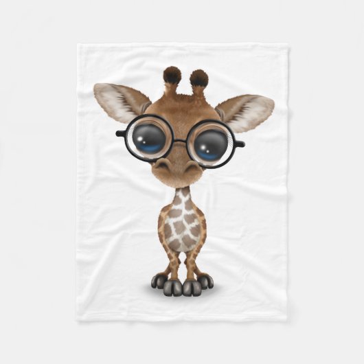 Cute Curious Baby Giraffe Wearing Glasses Fleece Deken (Voorkant)