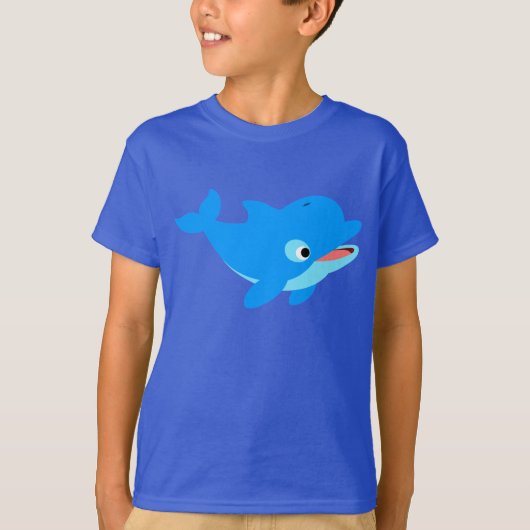 Cute curious Cartoon Dolphin Children T-Shirt (Voorkant)