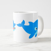 Cute Curious Cartoon Dolphin Grote Koffiekop (Voorkant rechts)