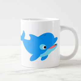 Cute Curious Cartoon Dolphin Grote Koffiekop