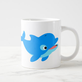 Cute Curious Cartoon Dolphin Grote Koffiekop
