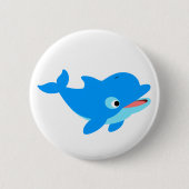 Cute Curious Cartoon Dolphin Ronde Button 5,7 Cm (Voorkant)