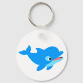 Cute Curious Cartoon Dolphin Sleutelhanger (Voorkant)