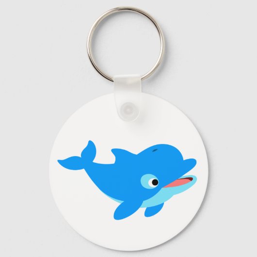 Cute Curious Cartoon Dolphin Sleutelhanger (Voorkant)