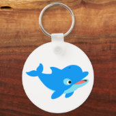 Cute Curious Cartoon Dolphin Sleutelhanger (Voorkant)