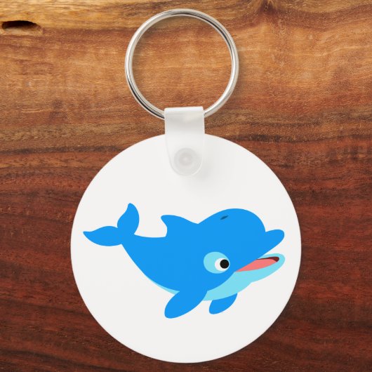 Cute Curious Cartoon Dolphin Sleutelhanger (Voorkant)