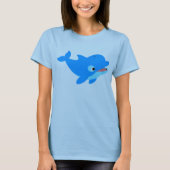 Cute curious Cartoon Dolphin Women T-Shirt (Voorkant)