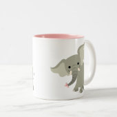 Cute Curious Cartoon Elephant Tweekleurige Koffiemok (Voorkant rechts)