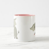 Cute Curious Cartoon Elephant Tweekleurige Koffiemok (Center)