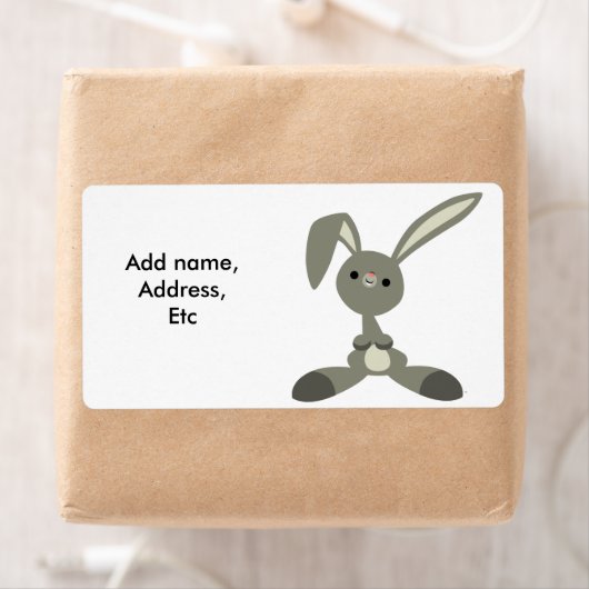 Cute Curious Cartoon Rabbit Shipping Label (Insitu)