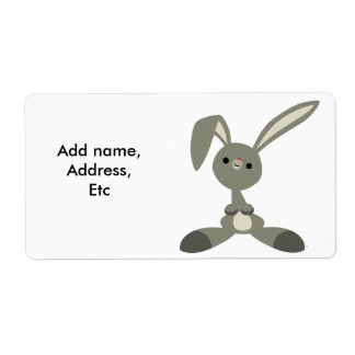 Cute Curious Cartoon Rabbit Shipping Label