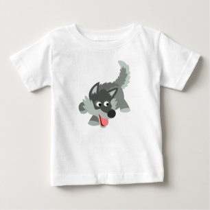 Cute Curious Cartoon Wolf Baby T-Shirt