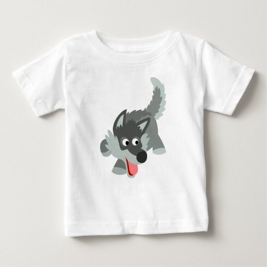 Cute Curious Cartoon Wolf Baby T-Shirt (Voorkant)