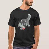 Cute Curious Cartoon Wolf T-Shirt (Voorkant)