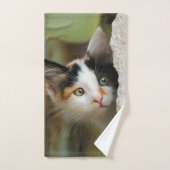 Cute curious Cat Kitten Prys Eyes Head Photo Pet Bad Handdoek (Handdoek)
