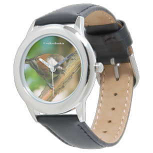 Cute Curious Chestnut Backed Chickadee on Branch Horloge