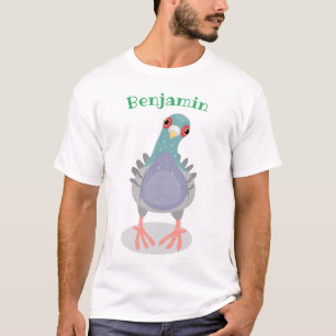 Cute curious duivenillustratie cartoon t-shirt