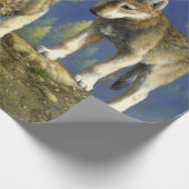 Cute Curious Gray Wolf Pups Cadeaupapier (Hoek)