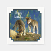 Cute Curious Gray Wolf Pups Servet (Voorkant)