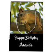 Cute & Curious Squirrel Natuur Foto: Birthday Medium Cadeauzakje (Achterkant)