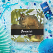 Cute & Curious Squirrel Natuur Foto: Birthday Papieren Bordje (Feest)