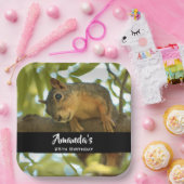 Cute & Curious Squirrel Natuur Foto: Birthday Papieren Bordje (Feest)