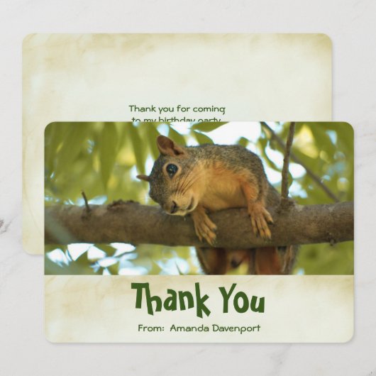 Cute Curious Squirrel Natuur Fotografie Bedankt (Voorkant / Achterkant)