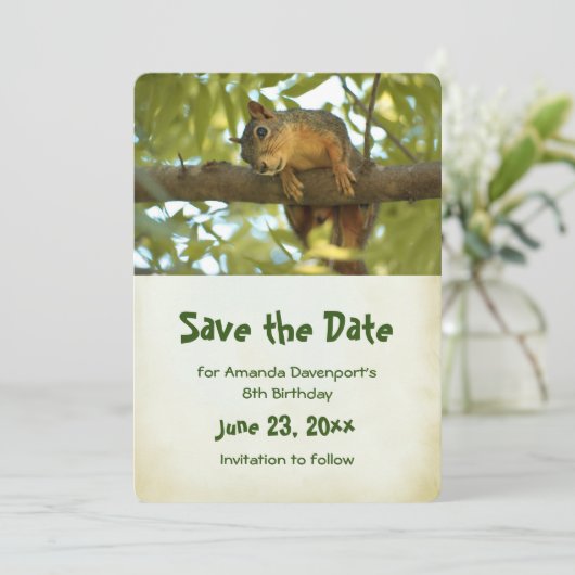 Cute Curious Squirrel Natuur Fotografie Save The Date (Staand voorkant)