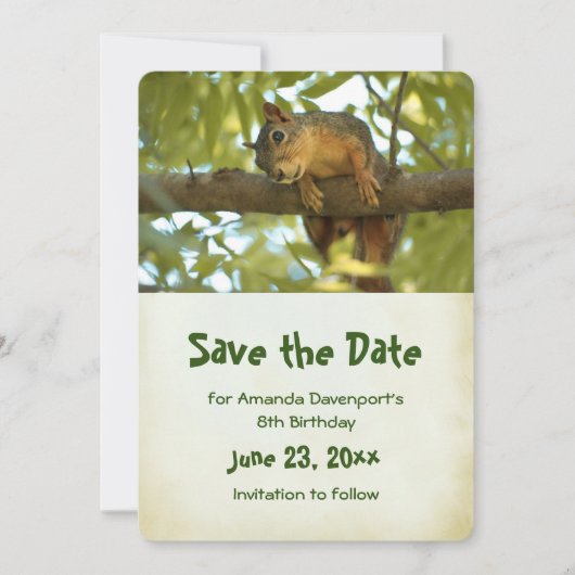 Cute Curious Squirrel Natuur Fotografie Save The Date (Voorkant)