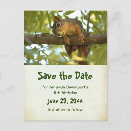 Cute Curious Squirrel Natuur Photo - Save the Date Uitnodiging Briefkaart (Voorkant)