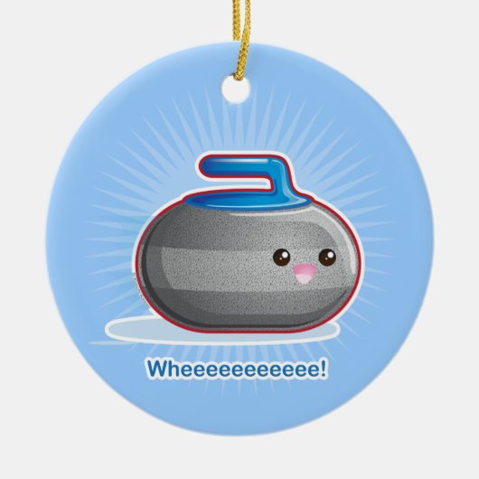 Cute Curling Stone Keramisch Ornament (Voorkant)