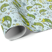 Cute Curly Chameleon Reptile Lovely Lizard Cadeaupapier (Rol Hoek)