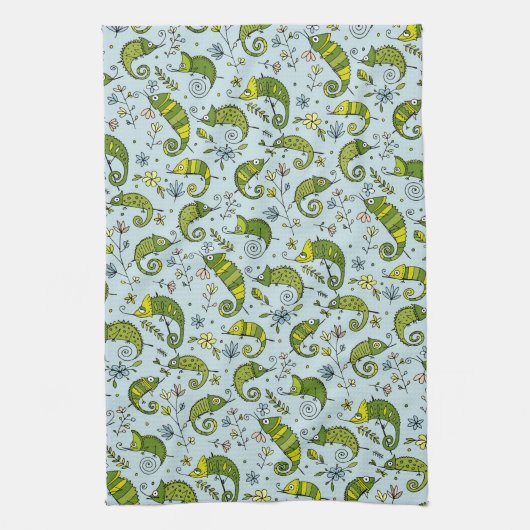 Cute Curly Chameleon Reptile Lovely Lizard Theedoek (Verticaal)