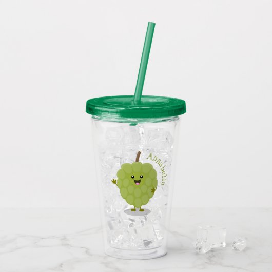 Cute custard apple cherimoya cartoon acryl drinkbeker (Achterkant ijs)