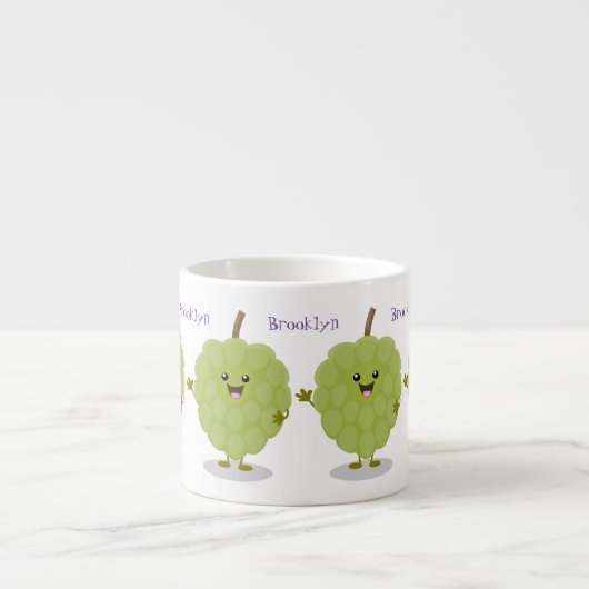 Cute custard apple cherimoya cartoon espresso kop (Voorkant)
