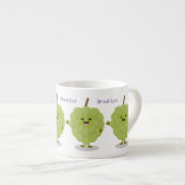 Cute custard apple cherimoya cartoon espresso kop (Voorkant rechts)