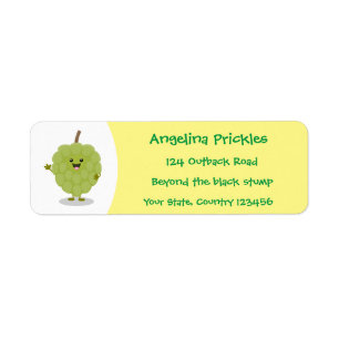 Cute custard apple cherimoya cartoon etiket