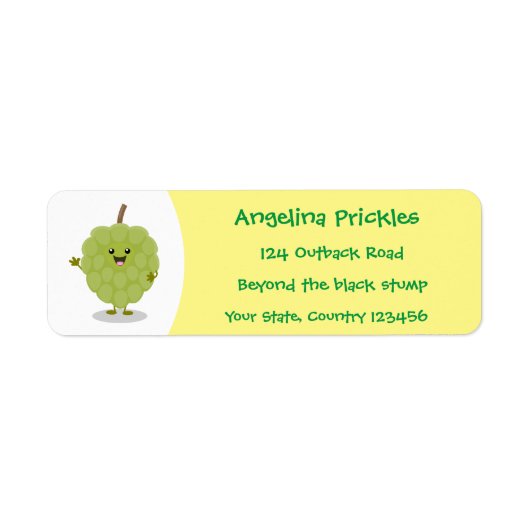 Cute custard apple cherimoya cartoon etiket (Voorkant)